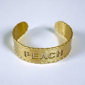 Rustic Cuff Gold Tone “Peach” Cut Out Cuff Bracelet